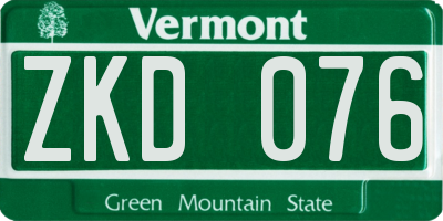 VT license plate ZKD076
