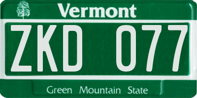 VT license plate ZKD077