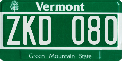 VT license plate ZKD080