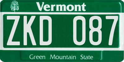 VT license plate ZKD087