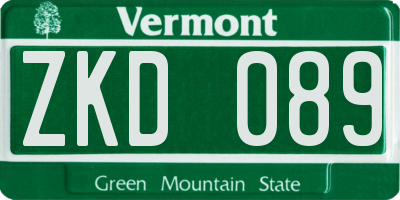 VT license plate ZKD089