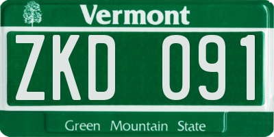 VT license plate ZKD091
