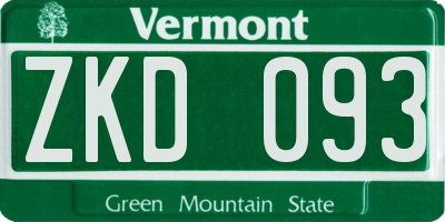 VT license plate ZKD093