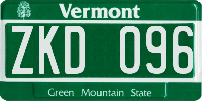 VT license plate ZKD096