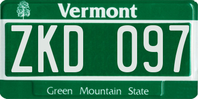 VT license plate ZKD097