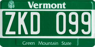 VT license plate ZKD099