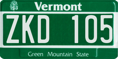 VT license plate ZKD105