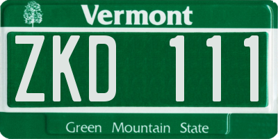 VT license plate ZKD111