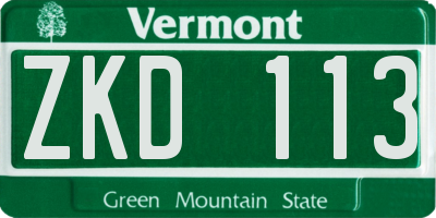 VT license plate ZKD113