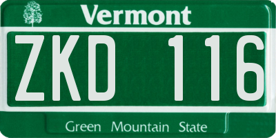 VT license plate ZKD116