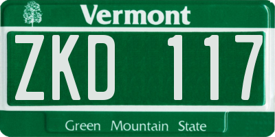 VT license plate ZKD117