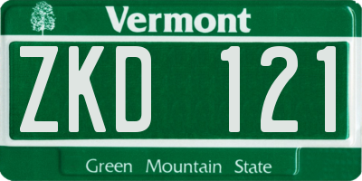 VT license plate ZKD121