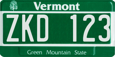 VT license plate ZKD123