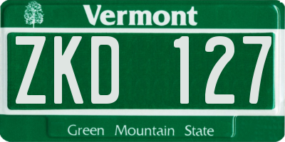 VT license plate ZKD127