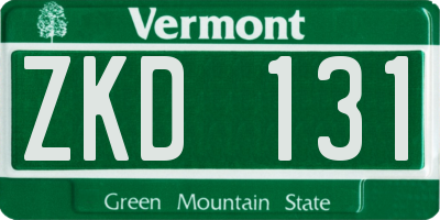 VT license plate ZKD131