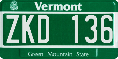 VT license plate ZKD136
