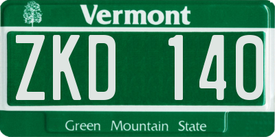 VT license plate ZKD140