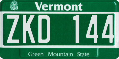 VT license plate ZKD144