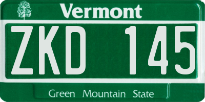 VT license plate ZKD145