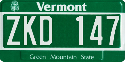 VT license plate ZKD147