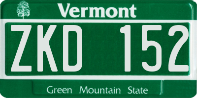 VT license plate ZKD152
