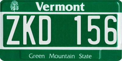 VT license plate ZKD156