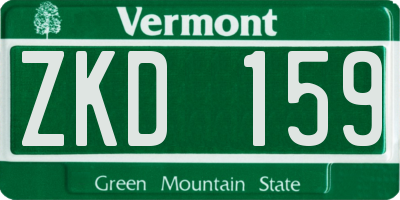 VT license plate ZKD159