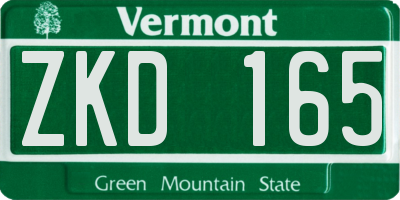 VT license plate ZKD165