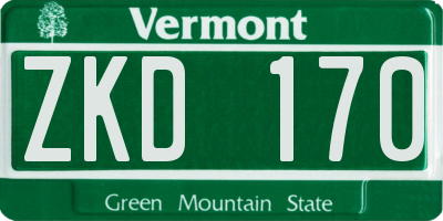 VT license plate ZKD170