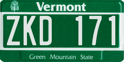 VT license plate ZKD171