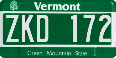 VT license plate ZKD172