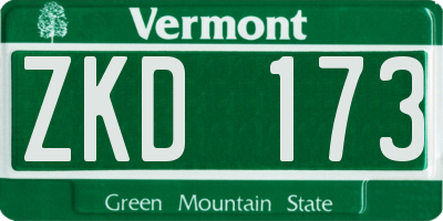 VT license plate ZKD173