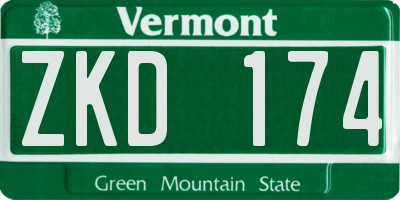 VT license plate ZKD174