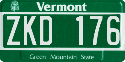 VT license plate ZKD176