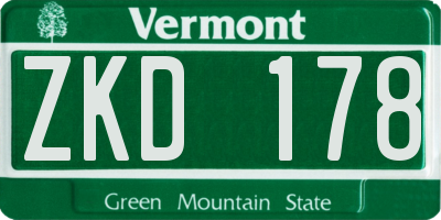 VT license plate ZKD178