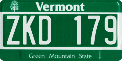 VT license plate ZKD179