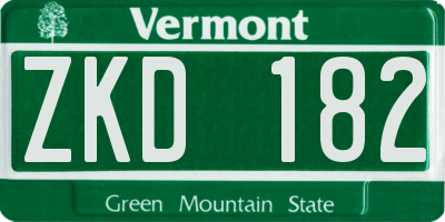 VT license plate ZKD182
