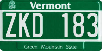 VT license plate ZKD183