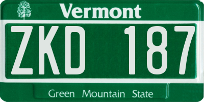VT license plate ZKD187