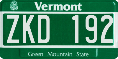 VT license plate ZKD192