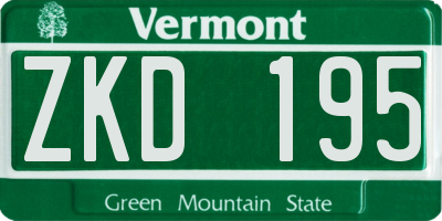 VT license plate ZKD195