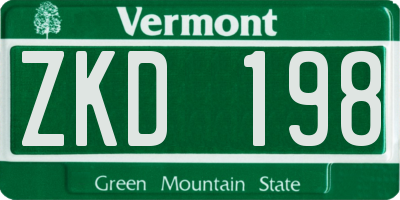 VT license plate ZKD198