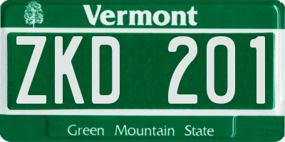 VT license plate ZKD201