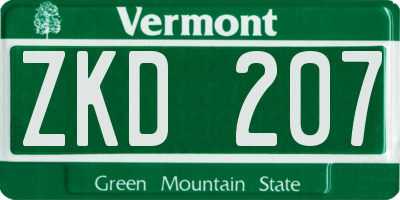 VT license plate ZKD207