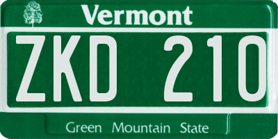 VT license plate ZKD210