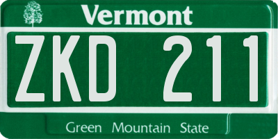 VT license plate ZKD211