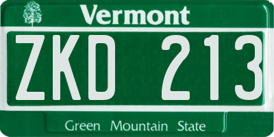 VT license plate ZKD213