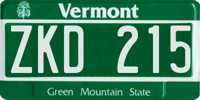 VT license plate ZKD215