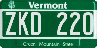 VT license plate ZKD220