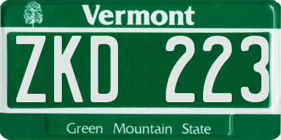 VT license plate ZKD223